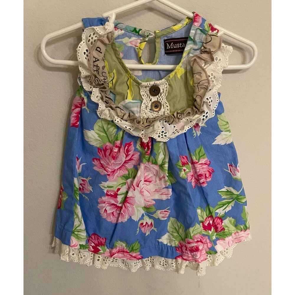 Mustard Pie Floral Baby Girl Dress, Size 6 months